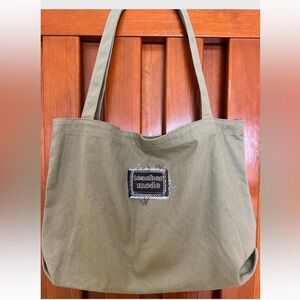 New teacher canvas bag, handmade embroidered denim patch, book bag, teacher gift